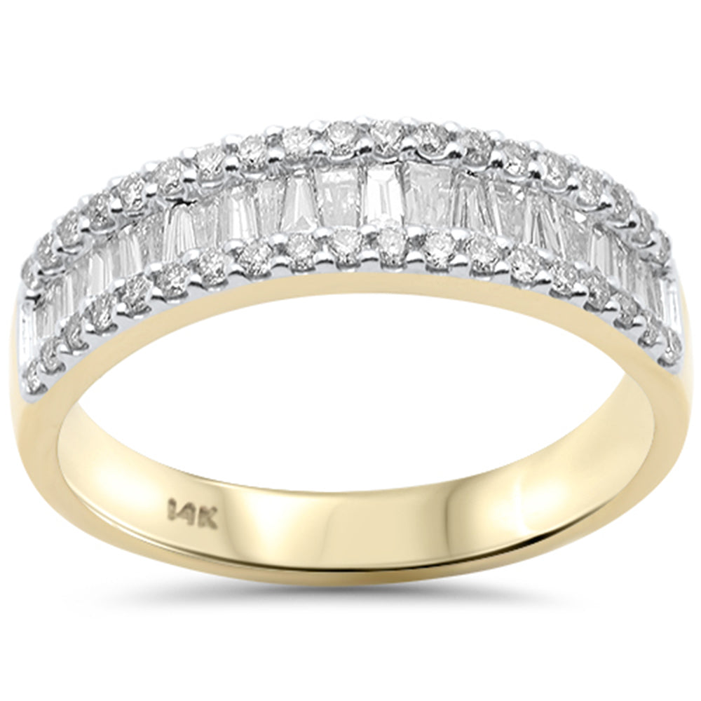 SPECIAL!1.07ct G SI 14K Yellow Gold Round & Baguette Diamond Band Ring Size 6.5