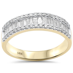 SPECIAL!1.07ct G SI 14K Yellow Gold Round & Baguette Diamond Band Ring Size 6.5