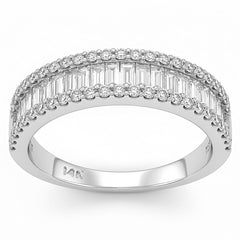 SPECIAL!1.58ct G SI 14K White Gold Men's Round & Baguette Diamond Band Ring Size 10