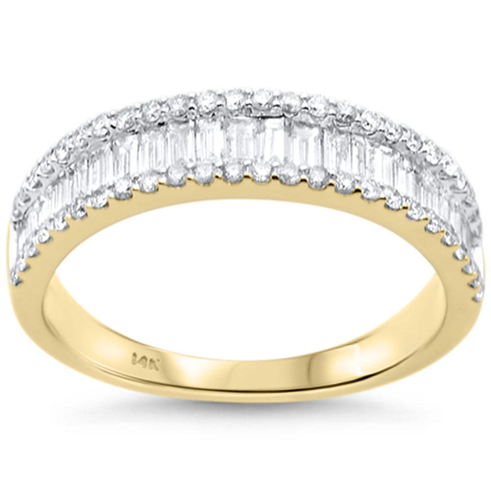 SPECIAL!1.24ct G SI 14K Yellow Gold Men's Round & Baguette Diamond Band Ring Size 10