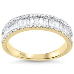SPECIAL!1.24ct G SI 14K Yellow Gold Men's Round & Baguette Diamond Band Ring Size 10