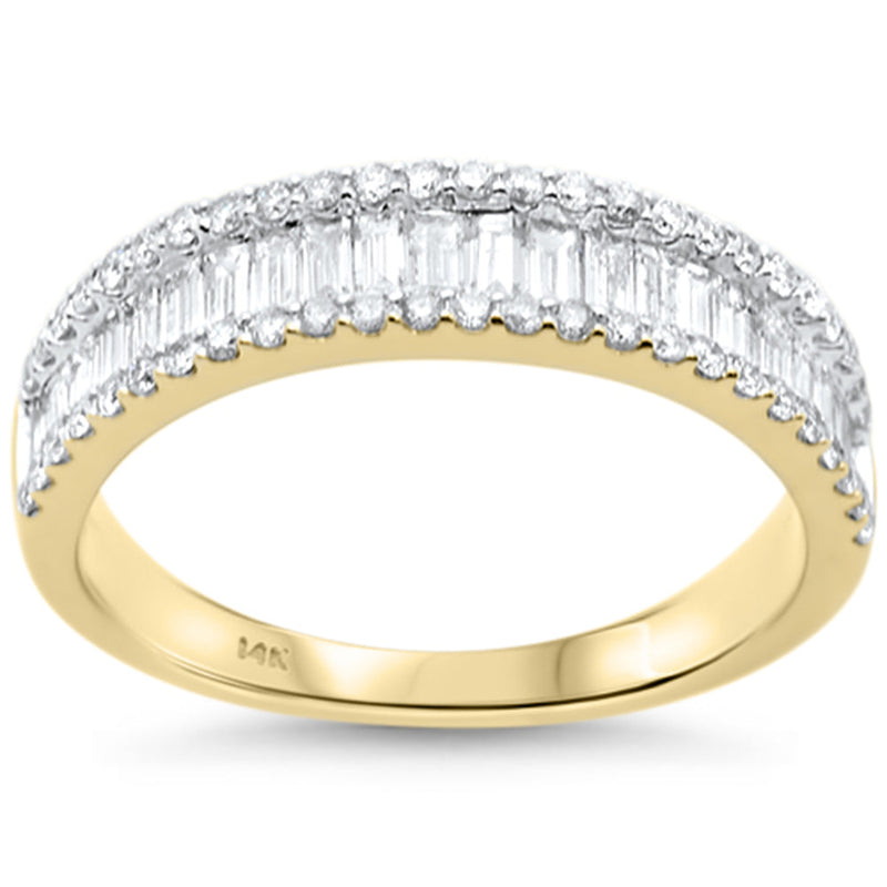 SPECIAL!1.24ct G SI 14K Yellow Gold Men's Round & Baguette Diamond Band Ring Size 10