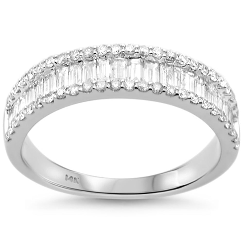 SPECIAL!1.24ct G SI 14K White Gold Men's Round & Baguette Diamond Band Ring Size 10