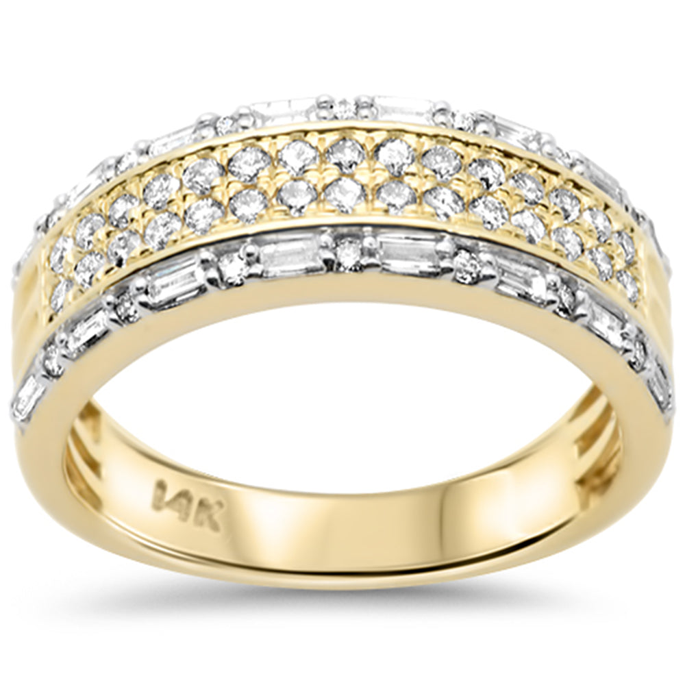 DIAMOND CLOSEOUT!  .99ct G SI 14K Yellow Gold Men's Round & Baguette Diamond Band Ring Size 10
