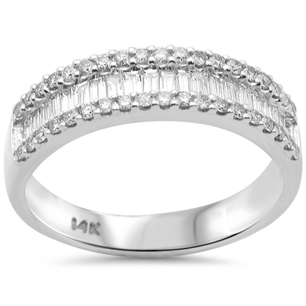 SPECIAL! .99ct G SI 14K White Gold Men's Round & Baguette Diamond Band Ring Size 10
