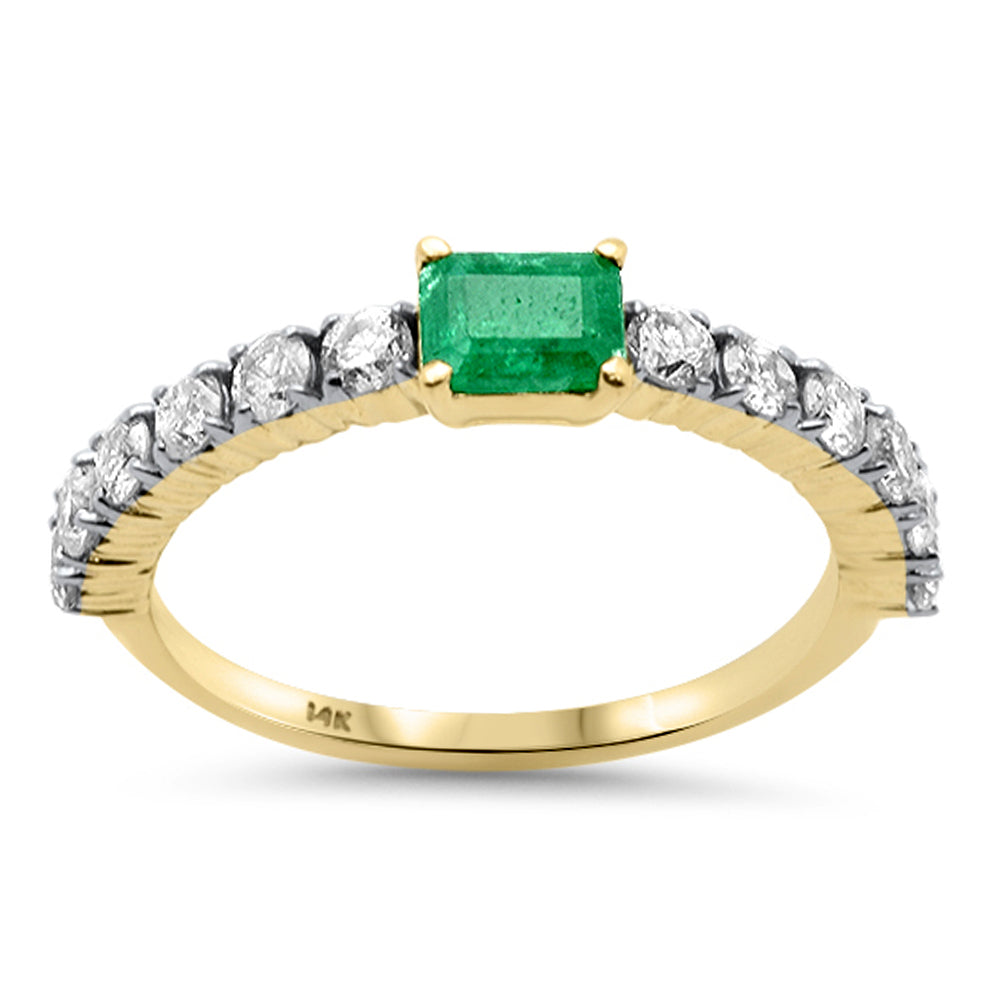 SPECIAL!1.07ct G SI 14K Yellow Gold Diamond & Natural Emerald Gemstone Ring Size 6.5