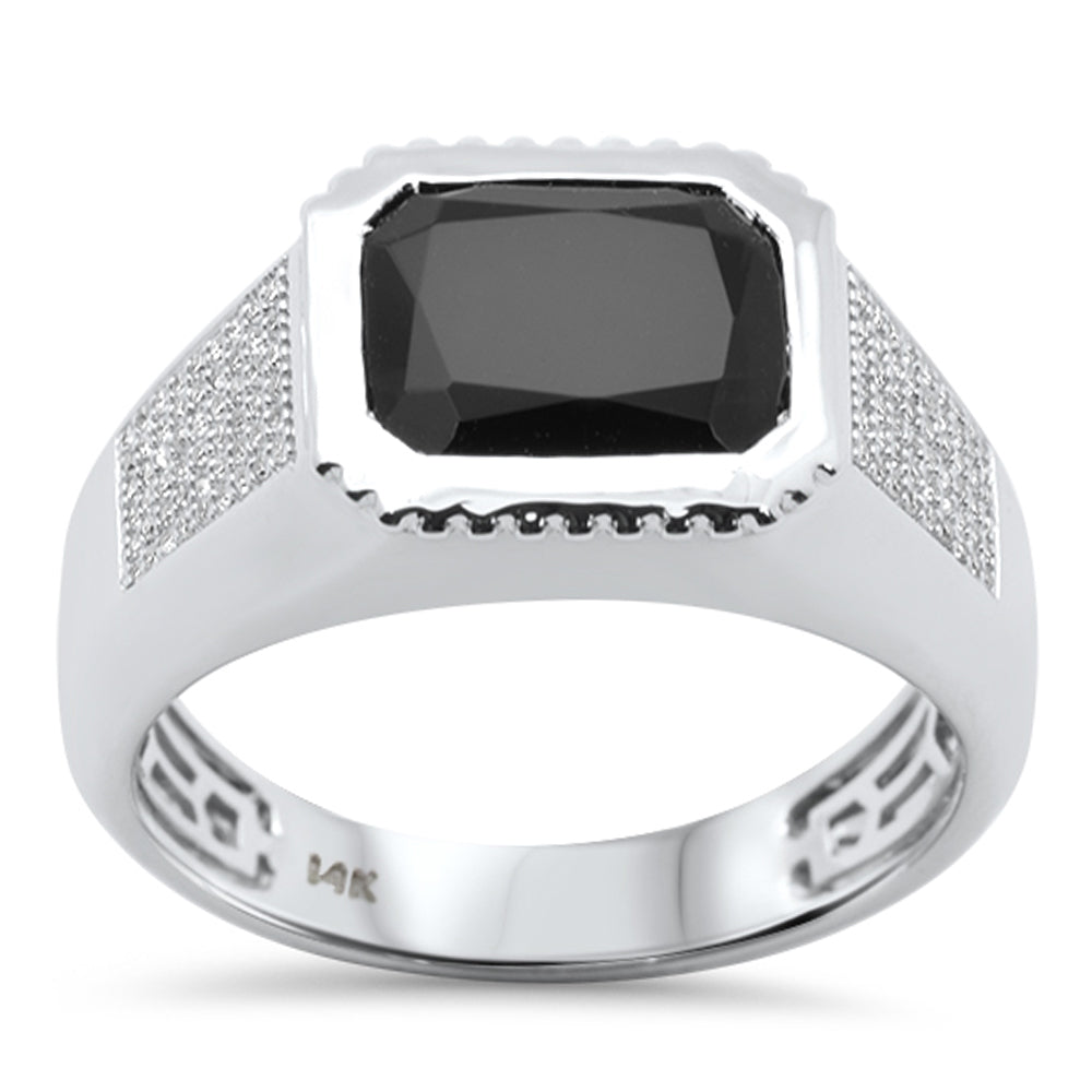 SPECIAL!3.96ct G SI 14K White Gold Diamond & Black Onyx Gemstone Men's Band Ring Size 10