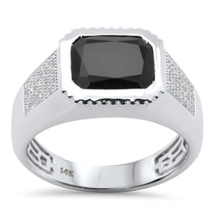 SPECIAL!3.96ct G SI 14K White Gold Diamond & Black Onyx Gemstone Men's Band Ring Size 10