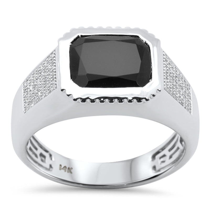 SPECIAL!3.96ct G SI 14K White Gold Diamond & Black Onyx Gemstone Men's Band Ring Size 10