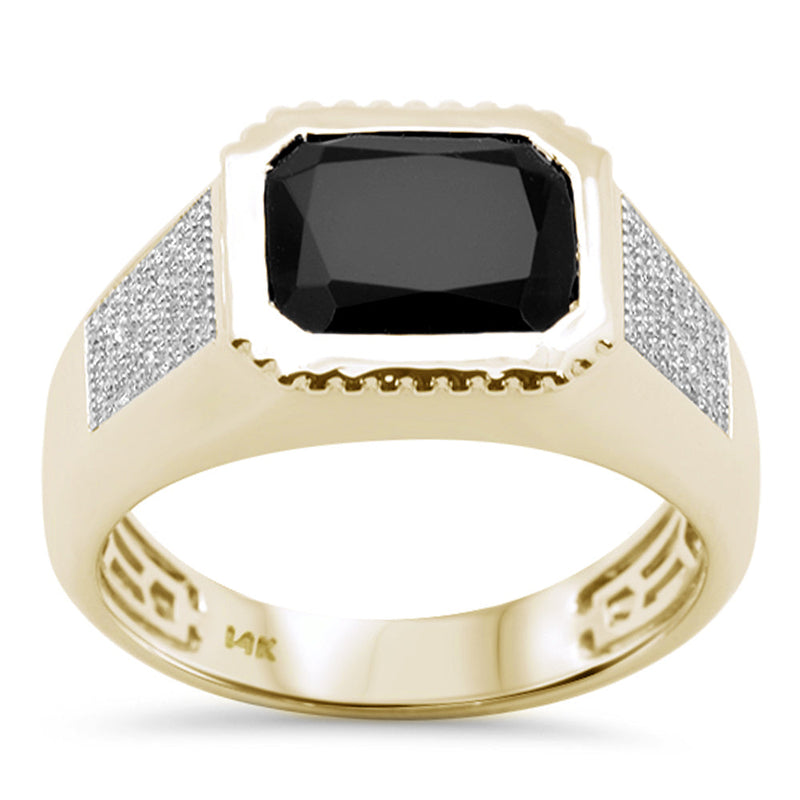 SPECIAL!4.03ct G SI 14K Yellow Gold Diamond & Black Onyx Gemstone Men's Band Ring Size 10