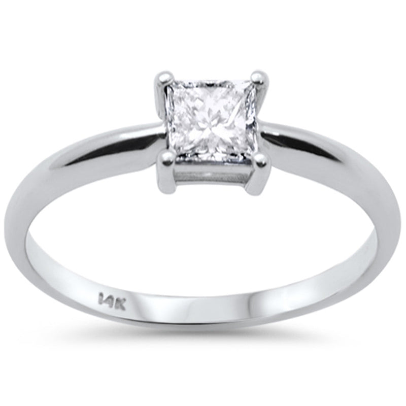 SPECIAL!.50ct G SI 14K White Gold Princess Cut Diamond Solitaire Engagement Ring Size 7