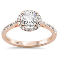 SPECIAL! 1.29ct G SI 14K Rose Gold Round Diamond Halo Engagement Ring Size 6.5