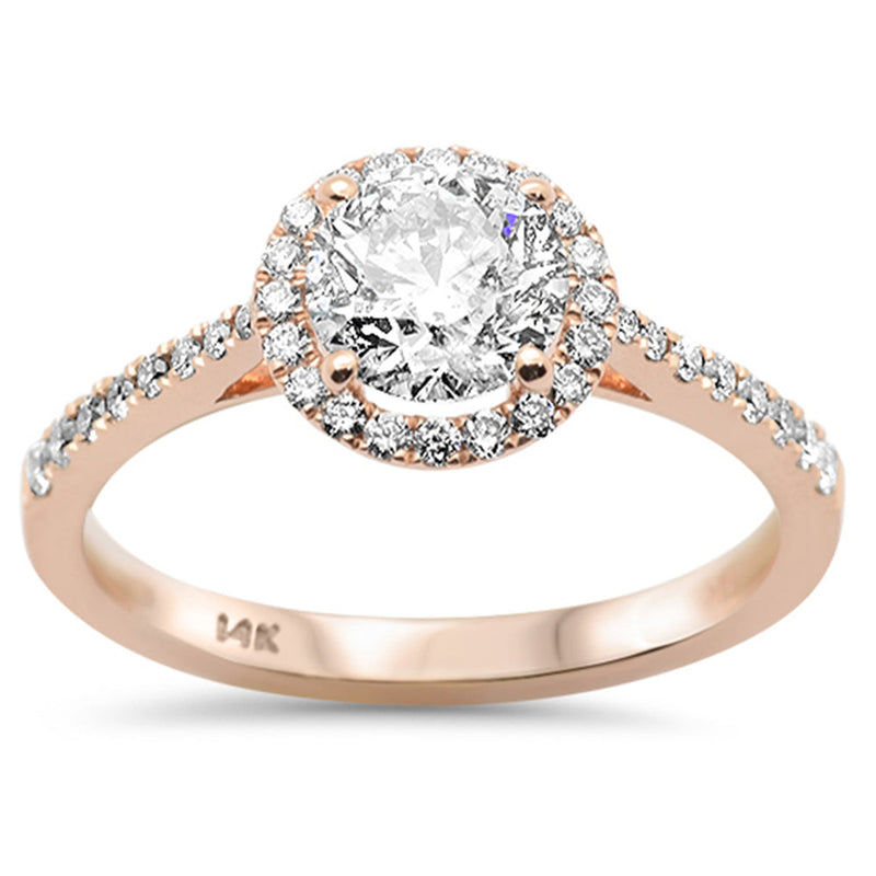 SPECIAL! 1.29ct G SI 14K Rose Gold Round Diamond Halo Engagement Ring Size 6.5