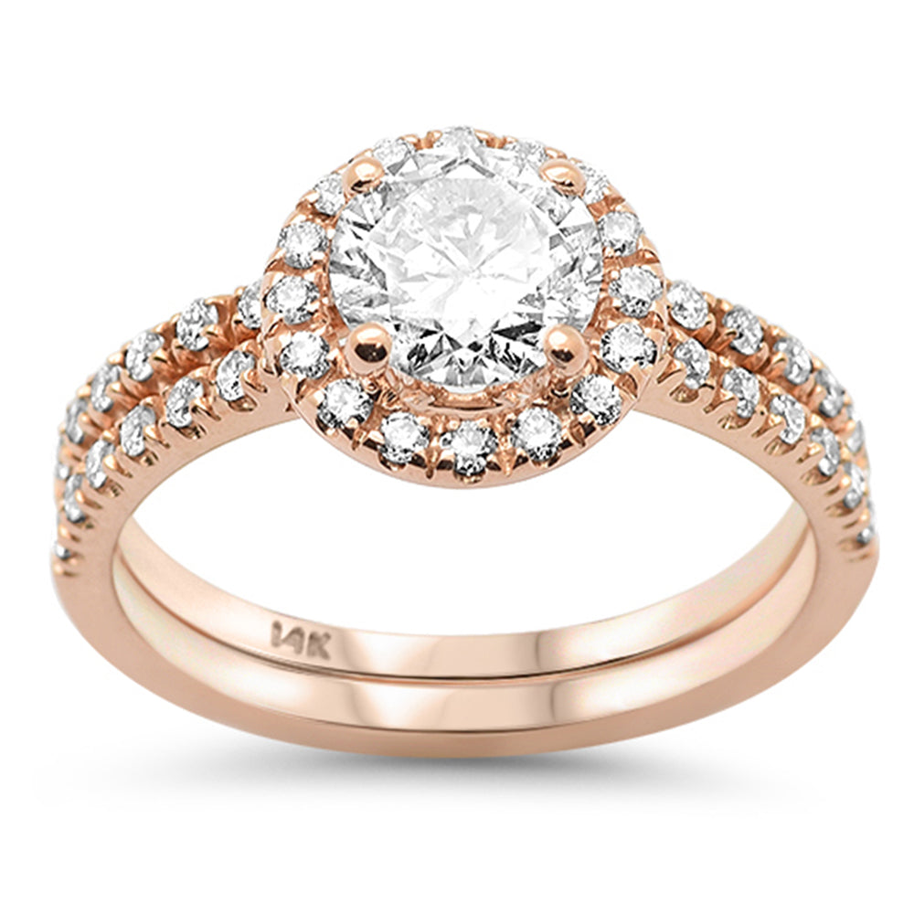 SPECIAL! 1.52ct G SI 14K Rose Gold Round Diamond Halo Engagement Ring Size 6.5