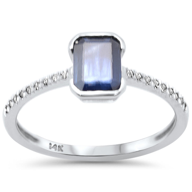SPECIAL! 1.00ct G SI 14K White Gold Diamond & Blue Sapphire Gemstone Ring Size 6.5