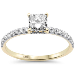 SPECIAL! .96ct G SI 14K Yellow Gold Princess Cut Diamond Engagement Ring Size 6.5