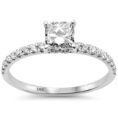 SPECIAL! .86ct G SI 14K White Gold Princess Cut Diamond Engagement Ring Size 6.5