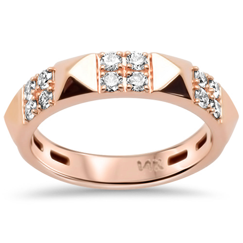 SPECIAL!.36ct G SI 14K Rose Gold Diamond Spike Studded Band Ring Size 6.5