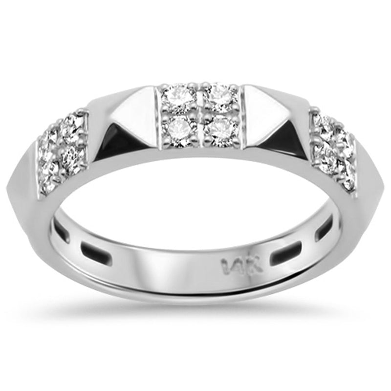 SPECIAL!.37ct G SI 14K White Gold Diamond Spike Studded Band Ring Size 6.5