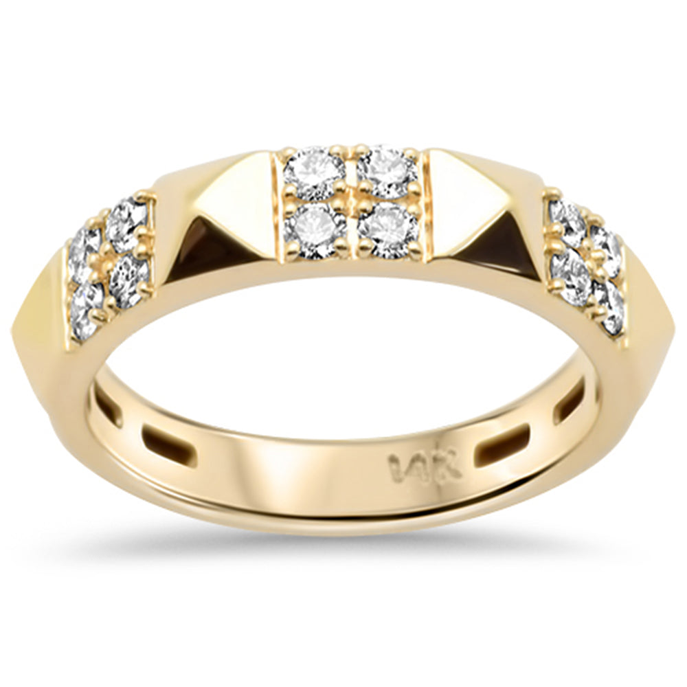 SPECIAL!.36ct G SI 14K Yellow Gold Diamond Spike Studded Band Ring Size 6.5