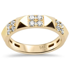 SPECIAL!.36ct G SI 14K Yellow Gold Diamond Spike Studded Band Ring Size 6.5