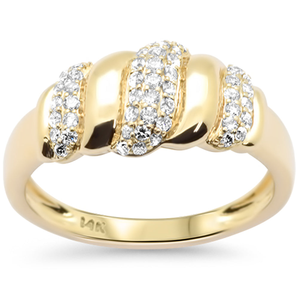 SPECIAL!.31ct G SI 14K Yellow Gold Diamond Dome Italian Design Ring Band Size 6.5