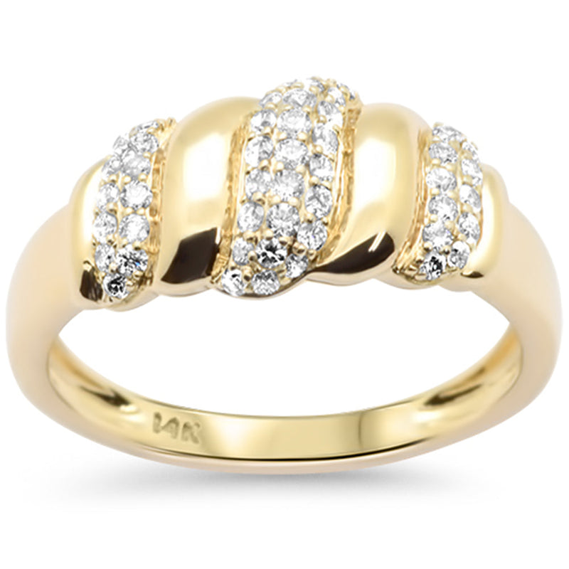 SPECIAL!.31ct G SI 14K Yellow Gold Diamond Dome Italian Design Ring Band Size 6.5