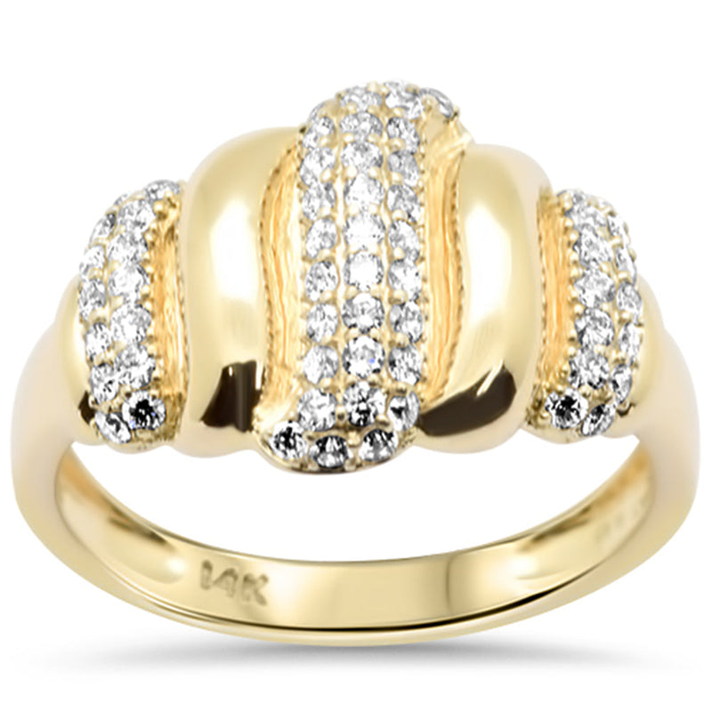 SPECIAL!.42ct G SI 14K Yellow Gold Diamond Dome Italian Design Ring Band Size 6.5