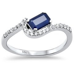 SPECIAL!.74ct G SI 14K White Gold Diamond & Blue Sapphire Gemstone Ring Size 6.5