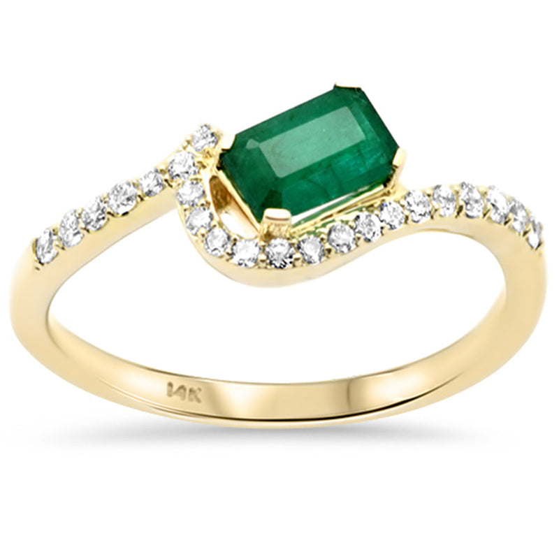 SPECIAL!.81ct G SI 14K Yellow Gold Diamond & Emerald Gemstone Ring Size 6.5