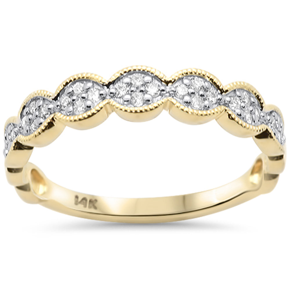 SPECIAL! .15ct G SI 14K Yellow Gold Scallop Design Diamond Band Ring Size 6.5