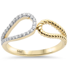 SPECIAL!.16ct G SI 14K Yellow Gold Modern Twisted Design Diamond Band Ring Size 6.5