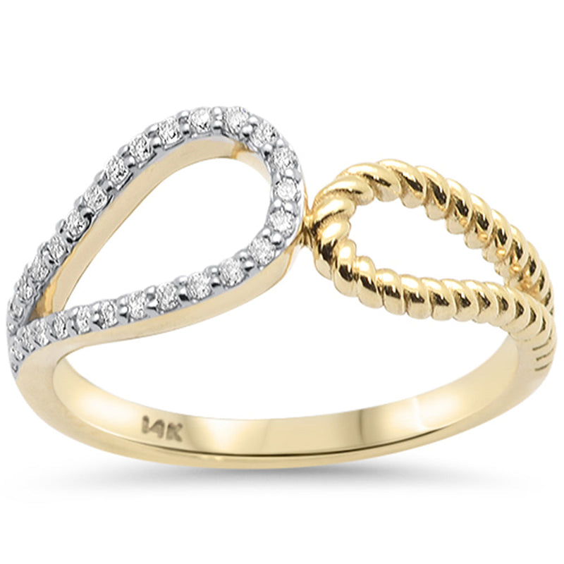SPECIAL!.16ct G SI 14K Yellow Gold Modern Twisted Design Diamond Band Ring Size 6.5