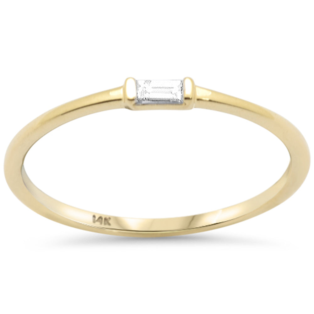 .05ct G SI 14K Yellow Gold Baguette Diamond Accent Band Ring Size 6.5