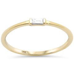 .05ct G SI 14K Yellow Gold Baguette Diamond Accent Band Ring Size 6.5