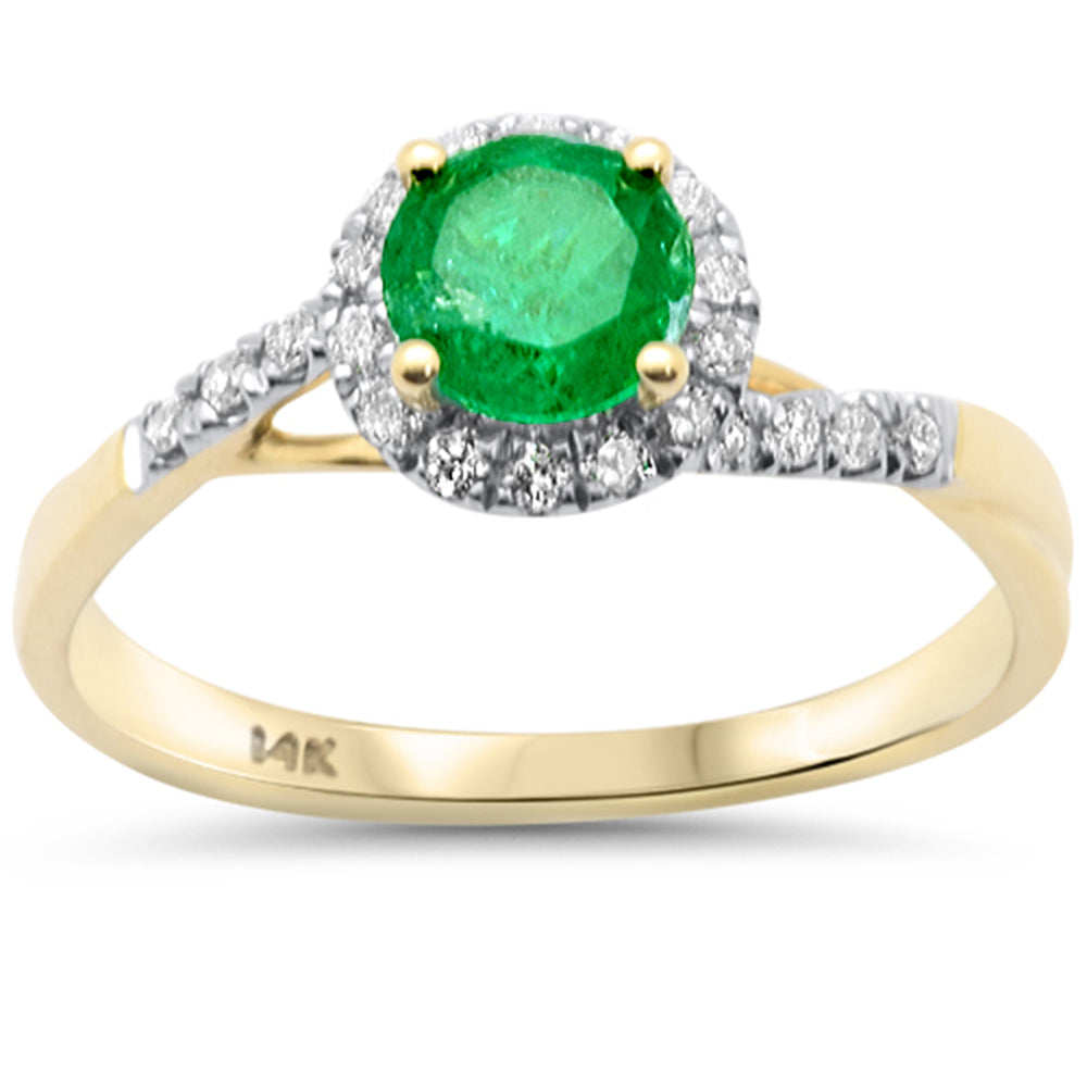 SPECIAL!.89ct G SI 14K Yellow Gold Diamond & Emerald Gemstone Ring Size 6.5