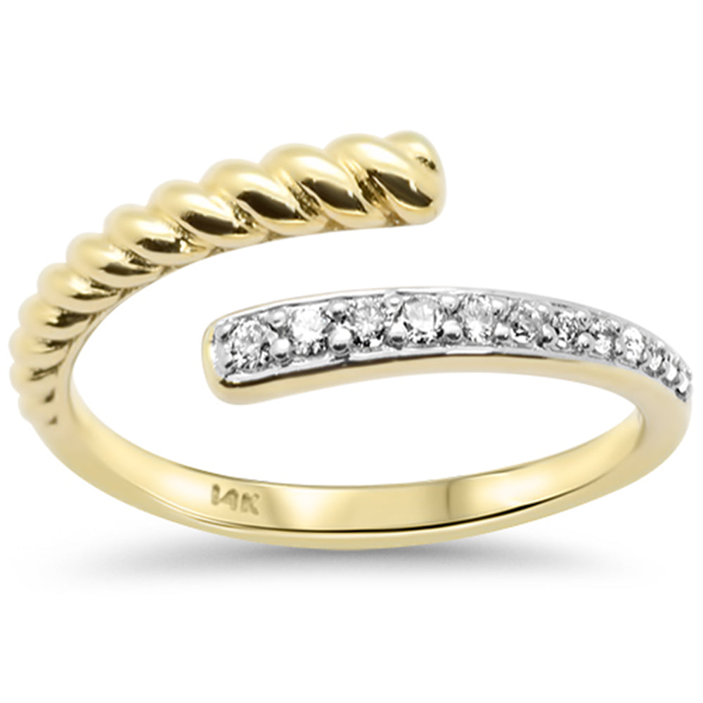 SPECIAL! .16ct G SI 14K Yellow Gold Open Twisted Design Round Diamond Ring Size 6.5