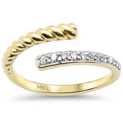 SPECIAL! .16ct G SI 14K Yellow Gold Open Twisted Design Round Diamond Ring Size 6.5