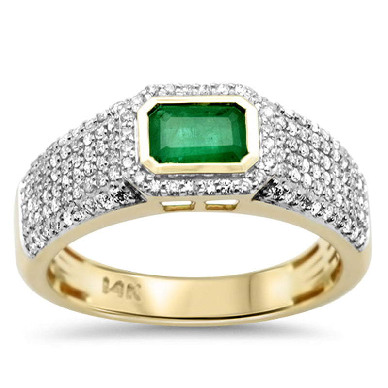 SPECIAL!1.48ct G SI 14K Yellow Gold Diamond & Emerald Gemstone Band Ring Size 6.5