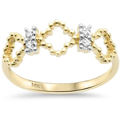 .13ct G SI 14K Yellow Gold Clover Design Round Diamond Band Ring Size 6.5
