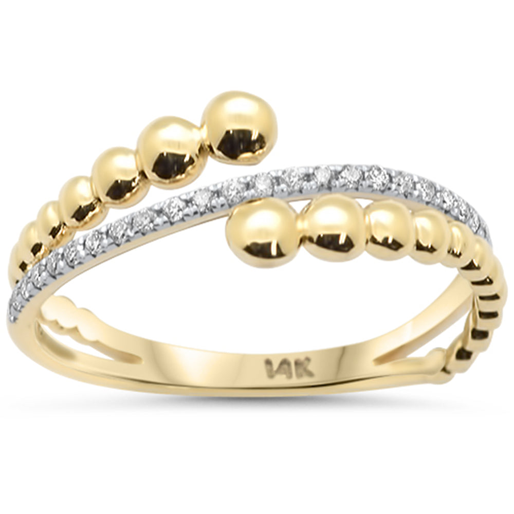 SPECIAL! .12ct G SI 14K Yellow Gold Round Diamond Open Design Beaded Band Ring Size 6.5