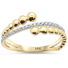 SPECIAL! .12ct G SI 14K Yellow Gold Round Diamond Open Design Beaded Band Ring Size 6.5