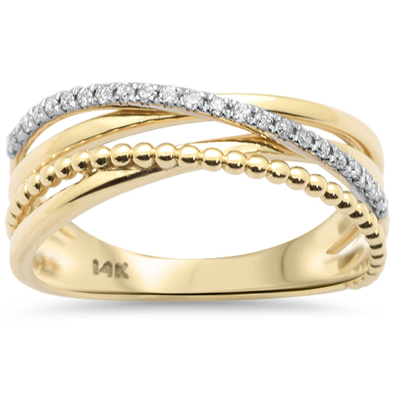 SPECIAL!.12ct G SI 14K Yellow Gold Round Diamond Multi Band Wrap Around Intertwined Band Ring Size 6.5