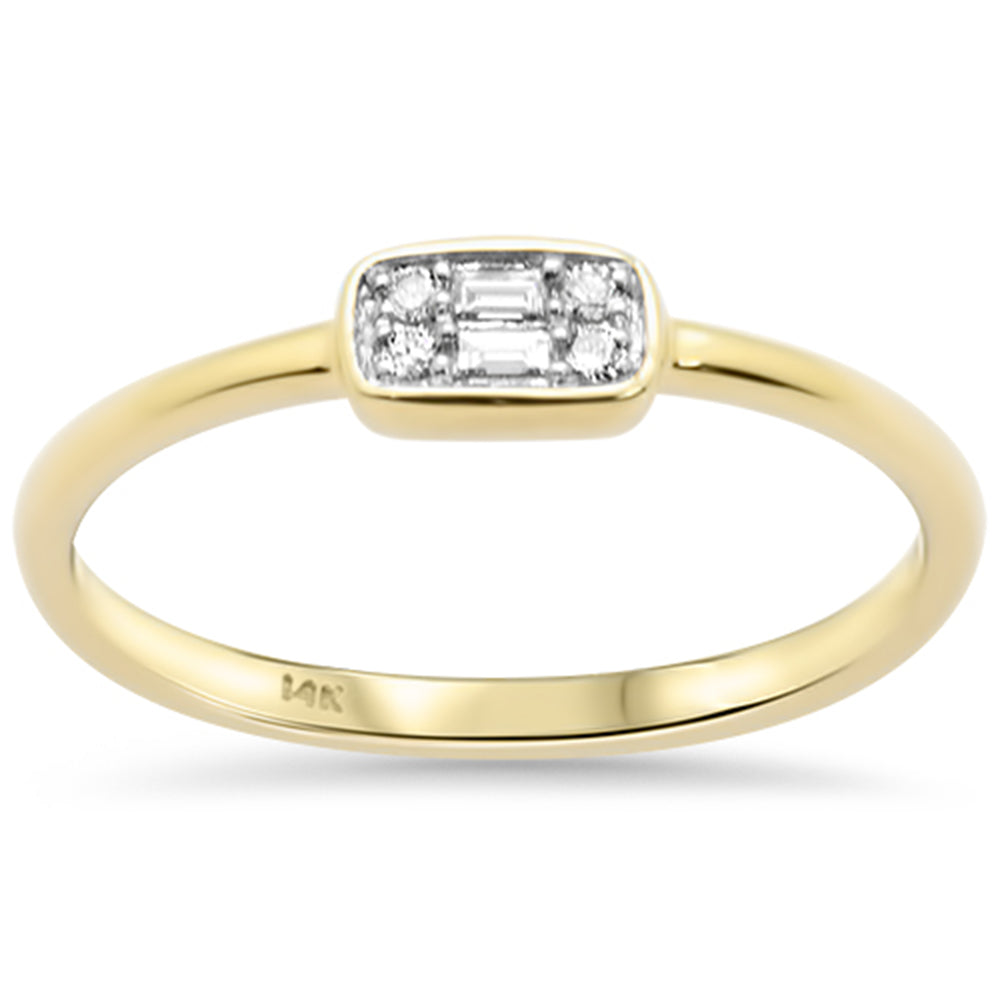 .05ct G SI 14K Yellow Gold Round & Baguette Diamond Band Ring Size 6.5