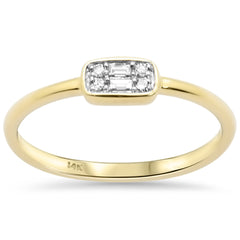 .05ct G SI 14K Yellow Gold Round & Baguette Diamond Band Ring Size 6.5