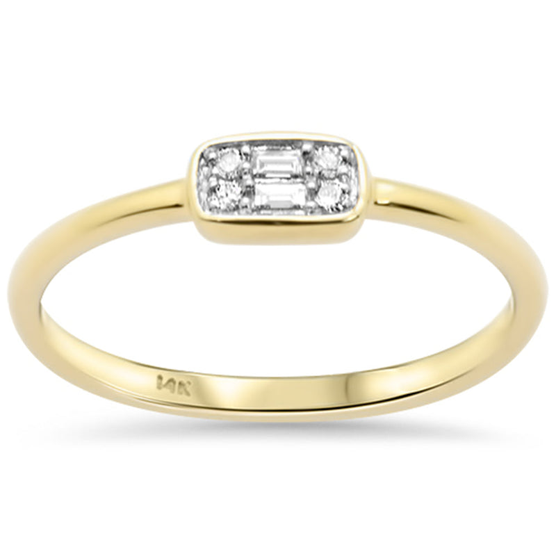 .05ct G SI 14K Yellow Gold Round & Baguette Diamond Band Ring Size 6.5