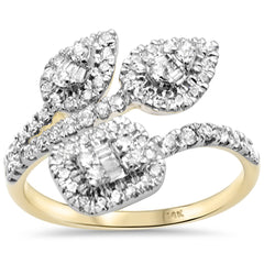 SPECIAL!.59ct G SI 14K Yellow Gold Round & Baguette Diamond Ring Size 6.5