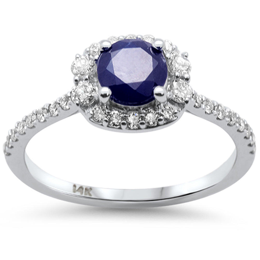 SPECIAL!1.20 G SI 14K White Gold Diamond & Blue Sapphire Gemstone Ring Size 6.5