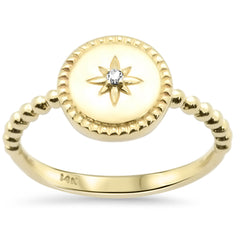 SPECIAL! .01ct G SI 14K Yellow Gold Diamond Star Milgrain Ring Size 6.5