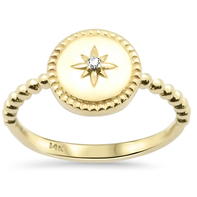 SPECIAL! .01ct G SI 14K Yellow Gold Diamond Star Milgrain Ring Size 6.5